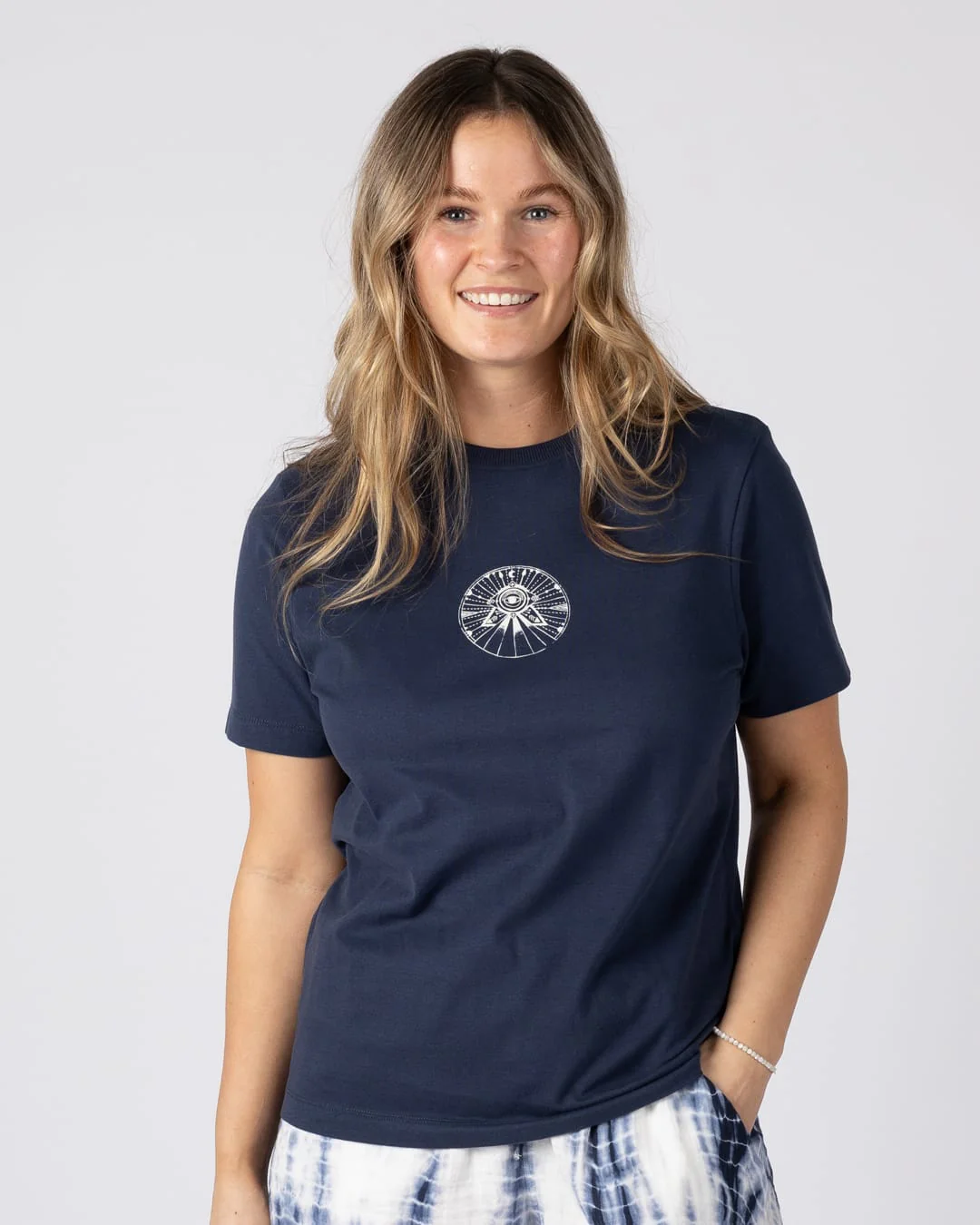 All Seeing Womens Short Sleeve T-Shirt In Dress Blue - Image 2