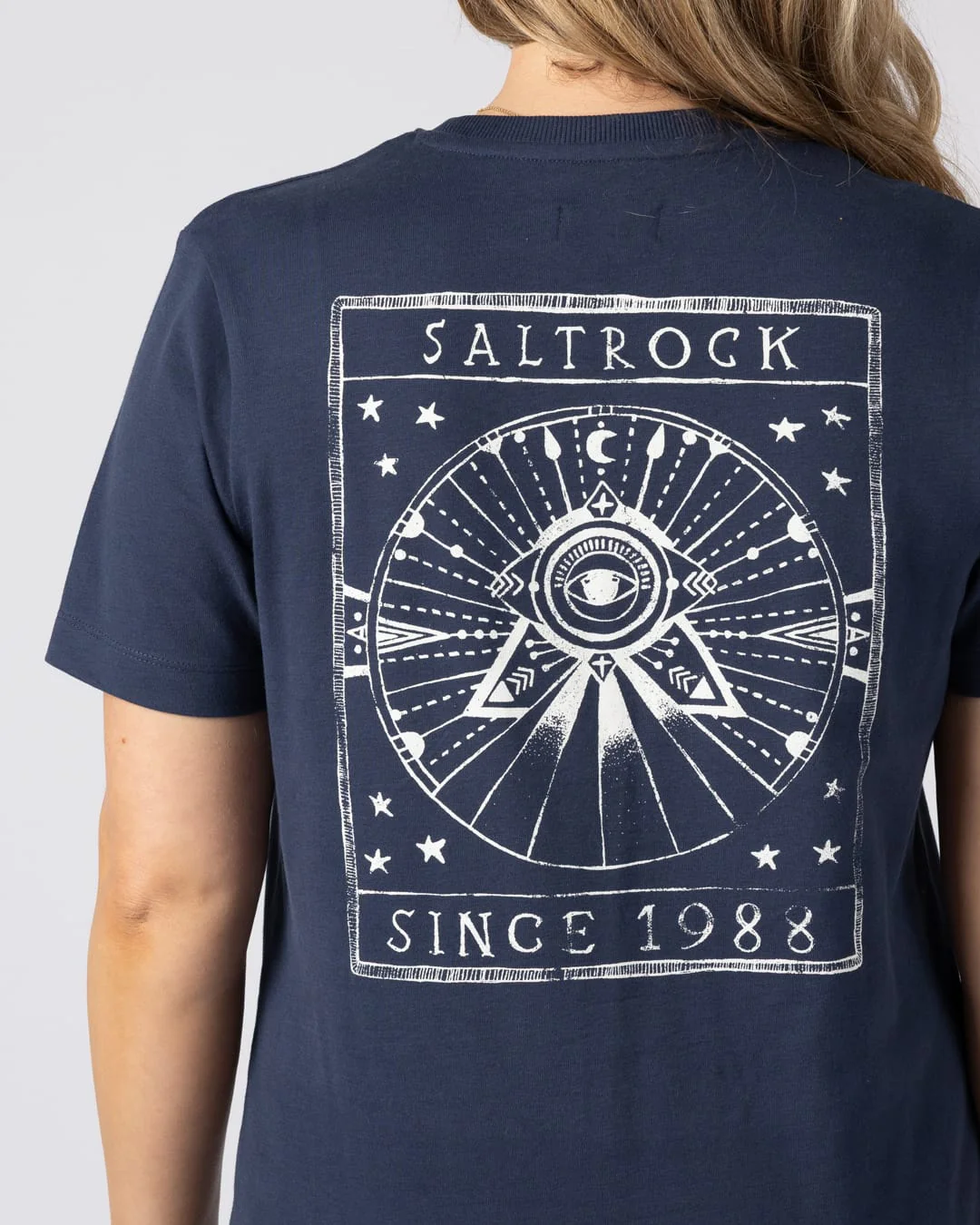 All Seeing Womens Short Sleeve T-Shirt In Dress Blue - Image 3