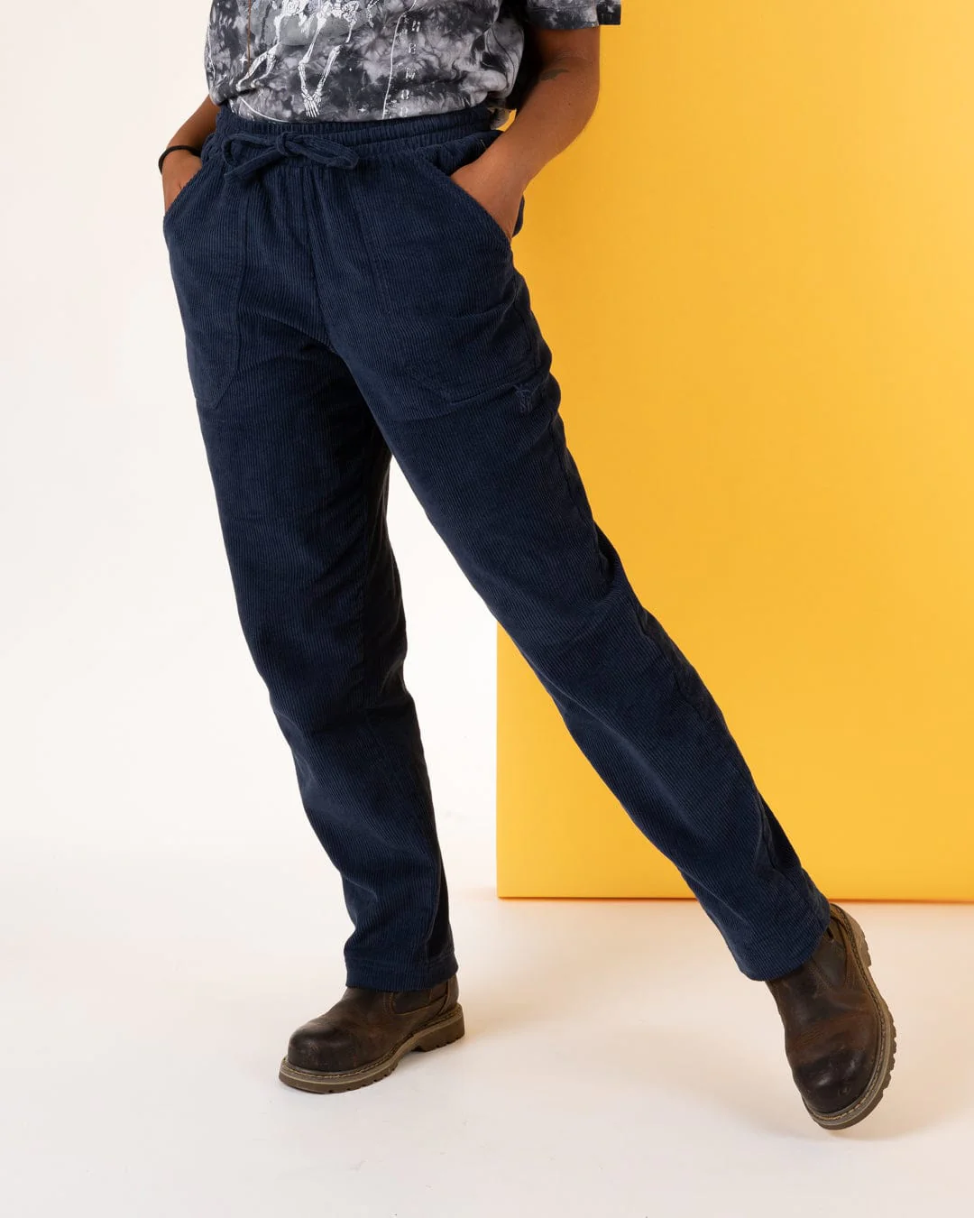 Alora Womens Corduroy Trousers in Blue - Image 4