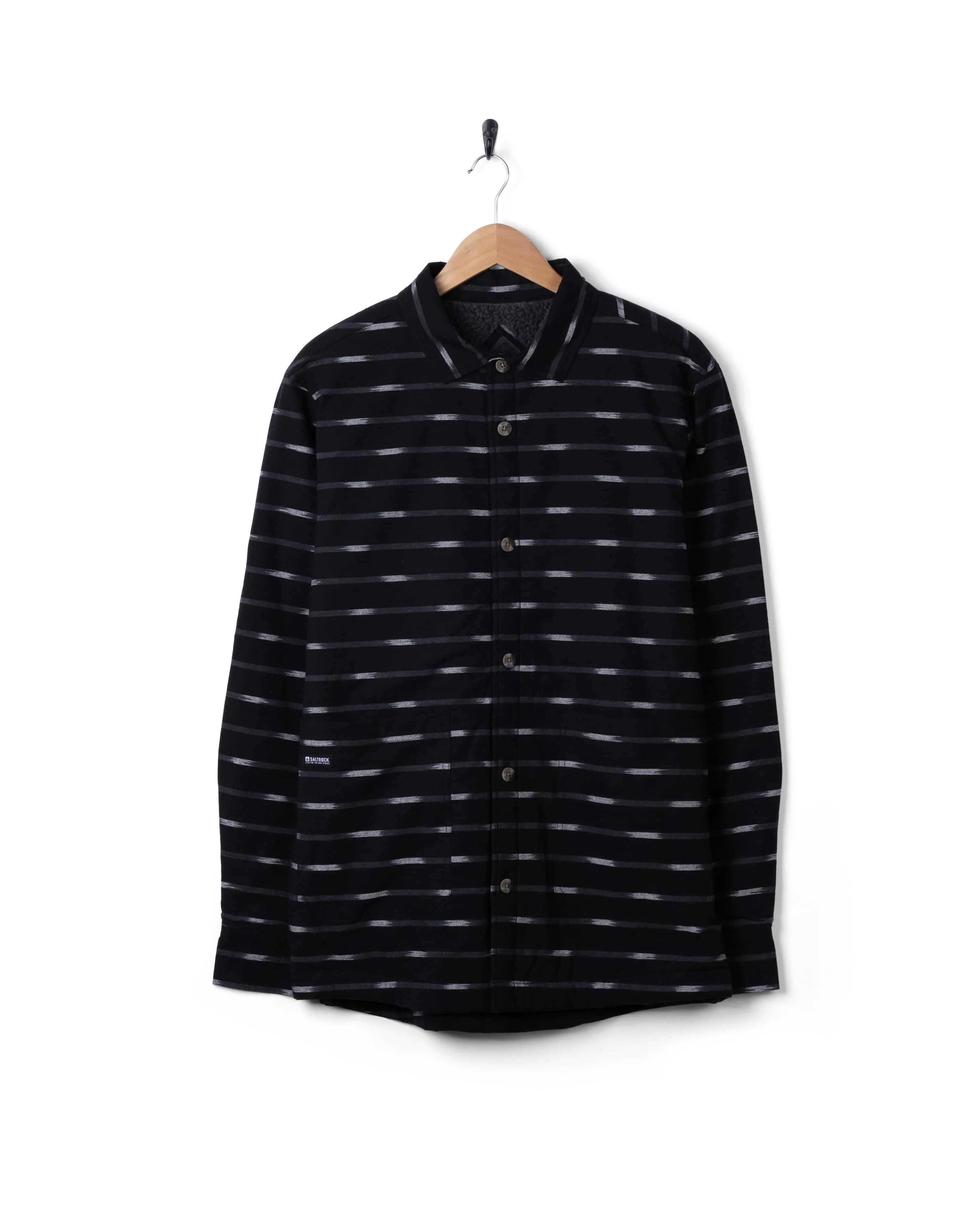 Ammar Mens Sherpa Lined Shirt in Grey Stripe - Image 2