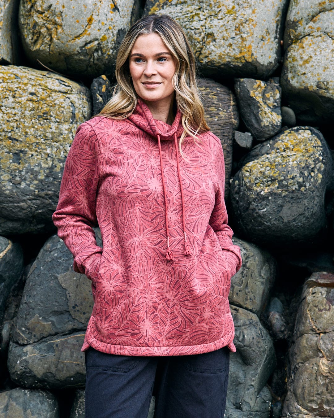 Harper Womens All Over Print Longline Pop Sweat in Pink - Image 3