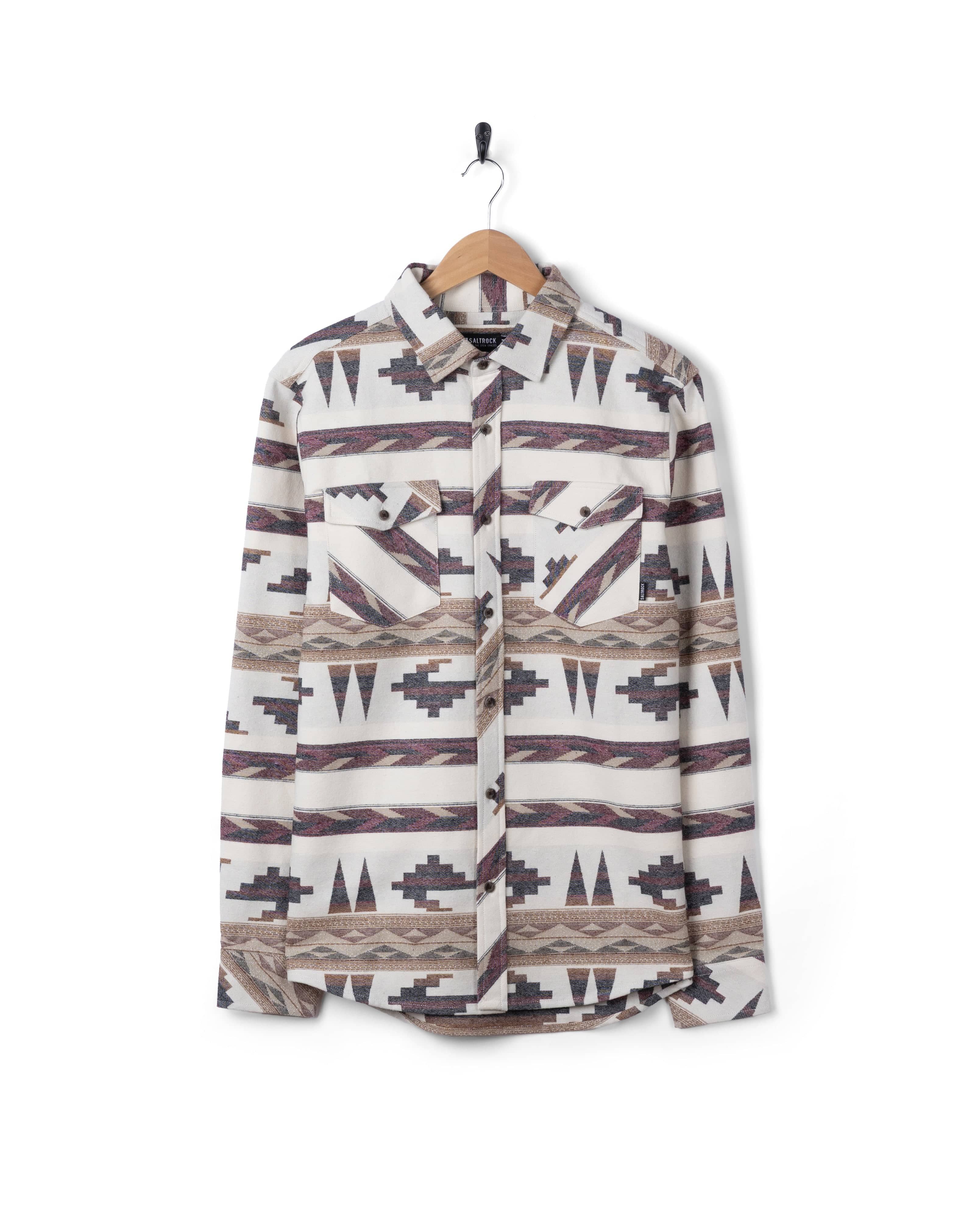 Asher Mens Jacquard Shirt in Cream - Image 3