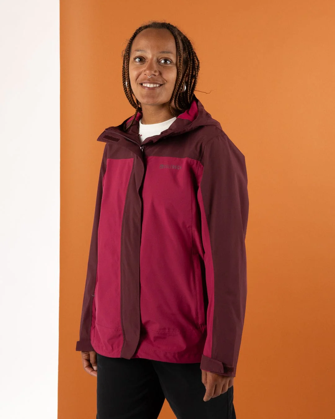 Aubrey Colourblock Womens in Waterproof Jacket - Dark Pink - Image 3