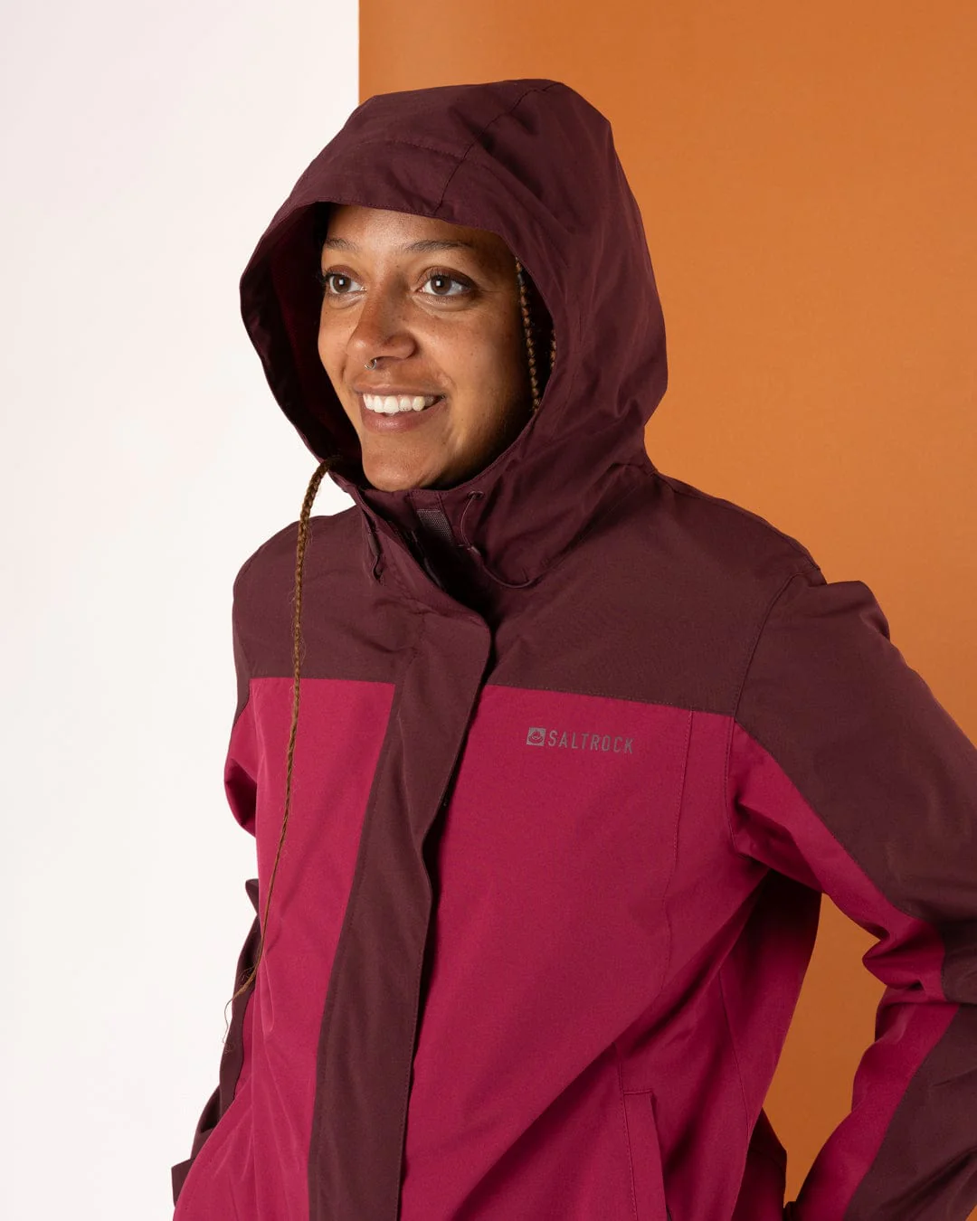 Aubrey Colourblock Womens in Waterproof Jacket - Dark Pink - Image 4