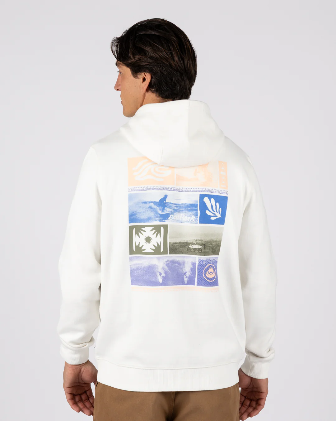 Beach Break Mens Pop Hoodie in Cream - Image 2