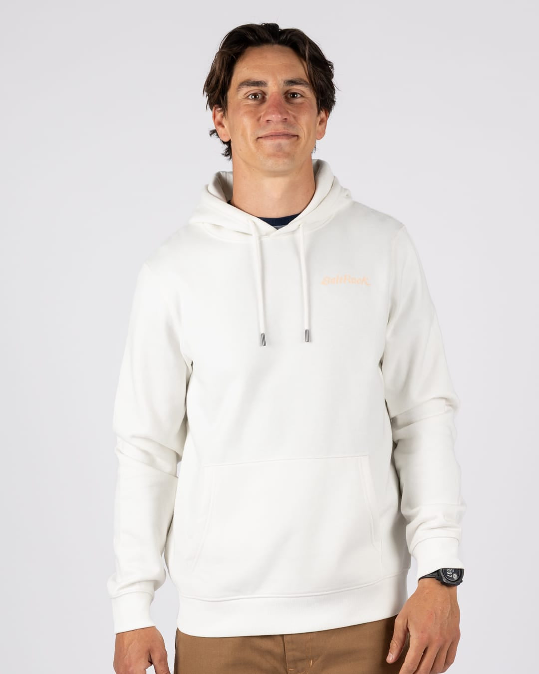 Beach Break Mens Pop Hoodie in Cream - Image 3
