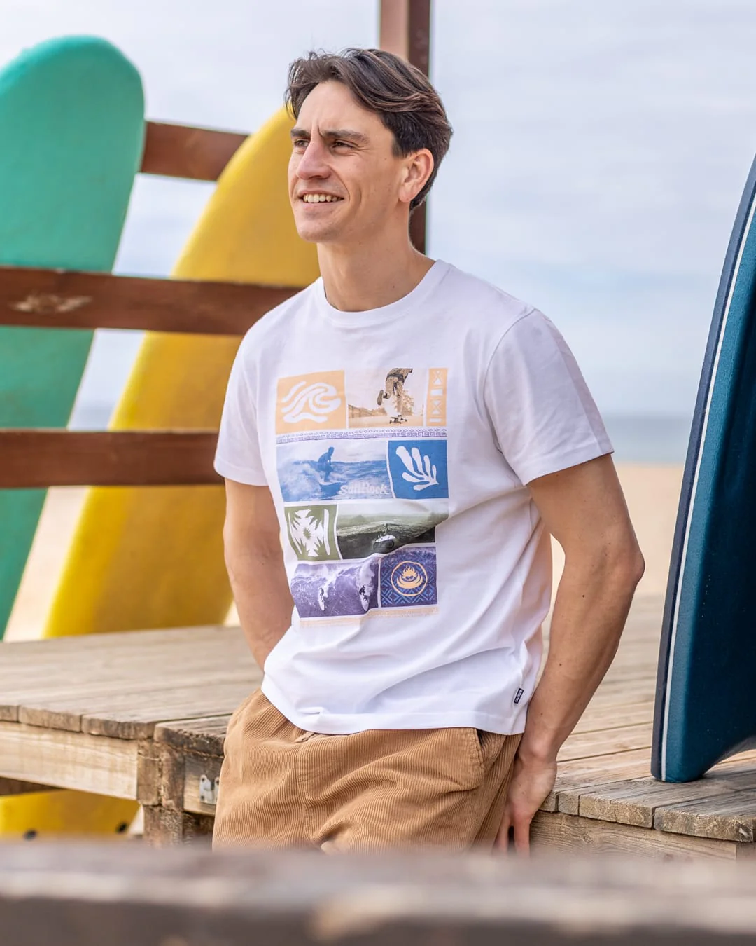 Beach Break Mens Short Sleeve T-Shirt in White - Image 6