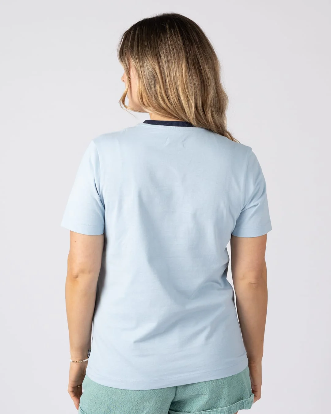 Beach Van Womens Short Sleeve Tee in Light Blue - Image 2