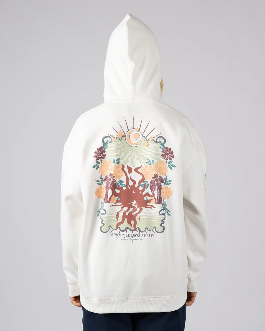 Better Days Womens Oversized Pop Hoodie in Cream