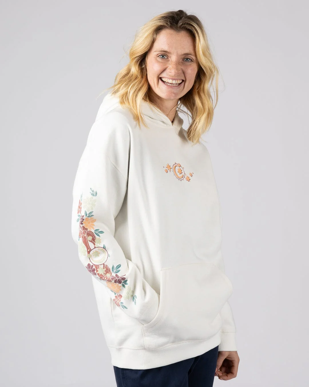 Better Days Womens Oversized Pop Hoodie in Cream - Image 3