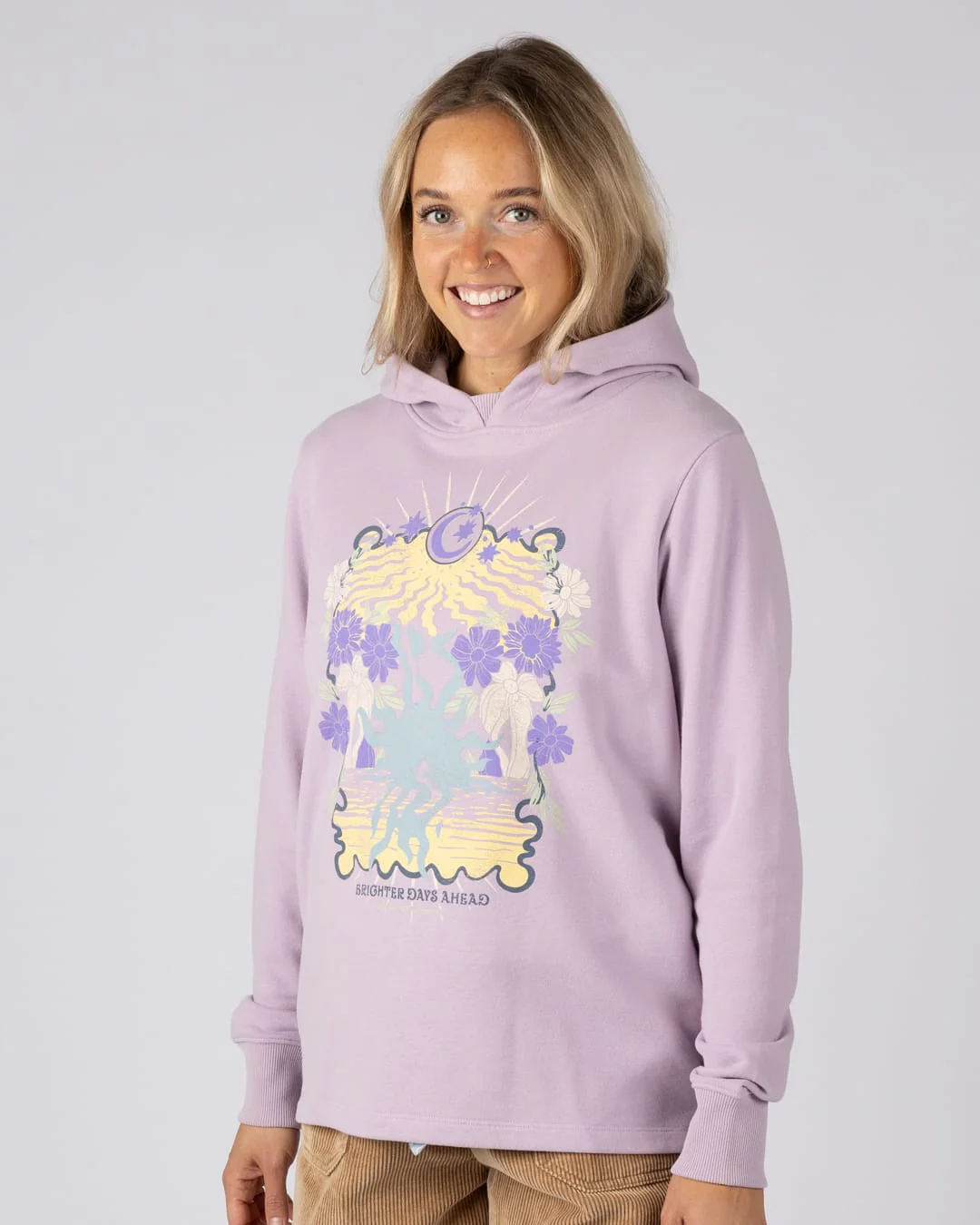 Better Days  Womens Pop Hoodie in Purple