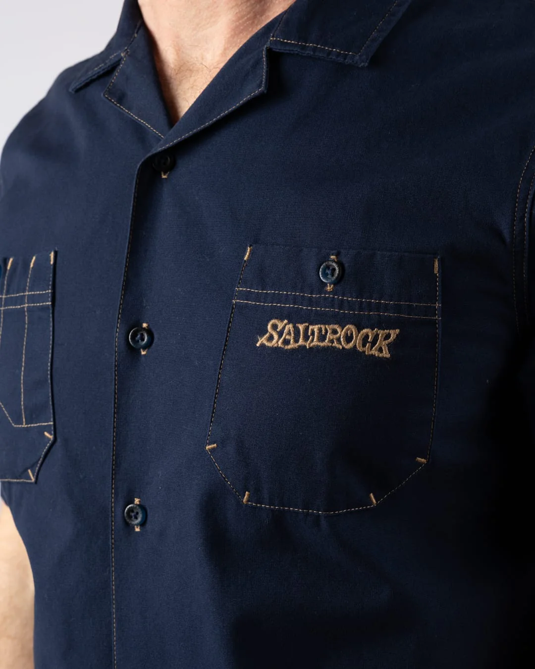 Boulevard Mens Short Sleeve Shirt in Blue - Image 3