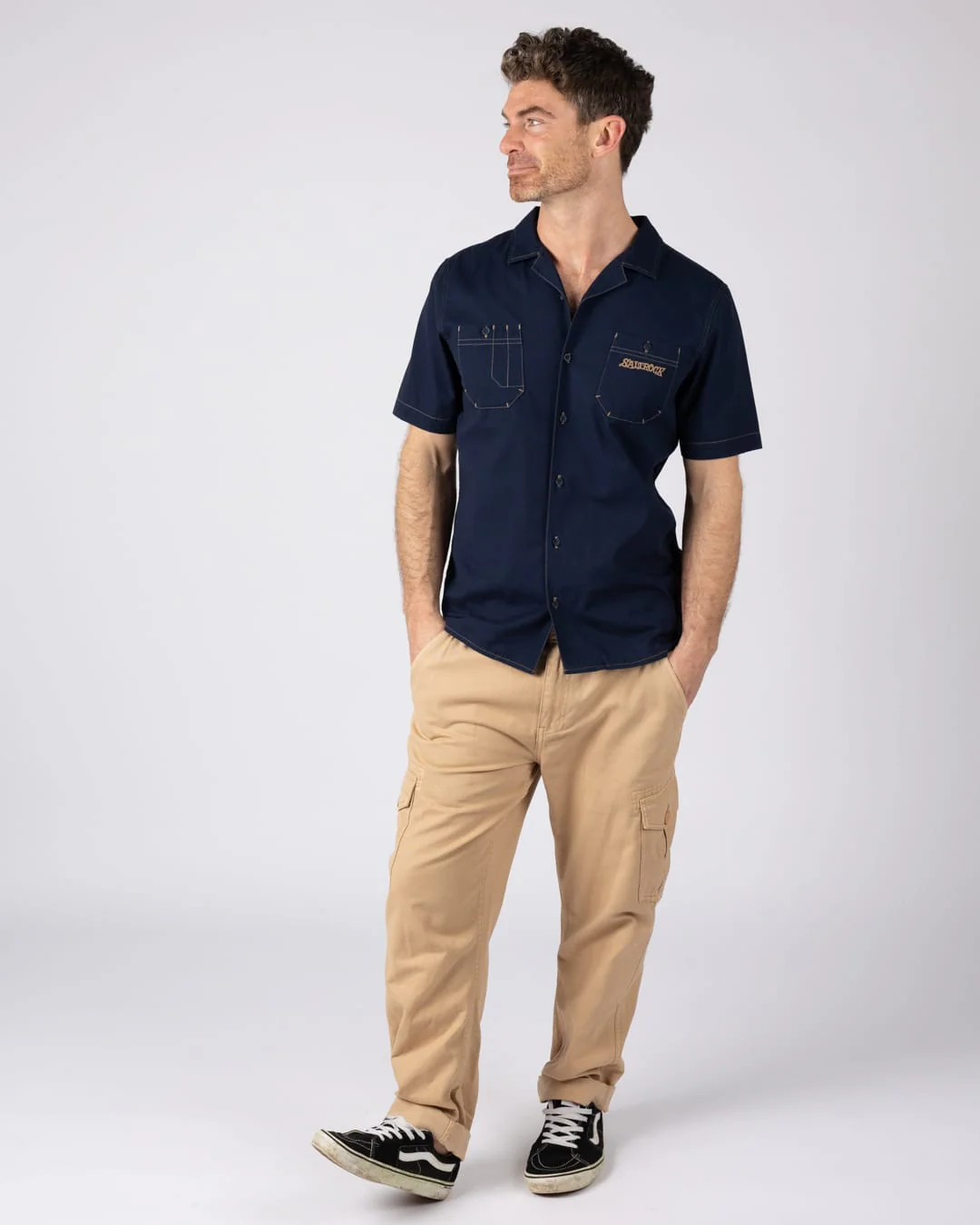 Boulevard Mens Short Sleeve Shirt in Blue - Image 4