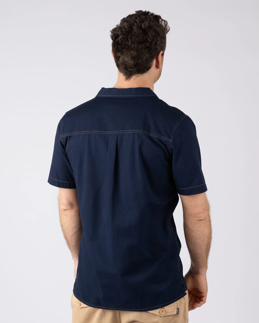 Boulevard Mens Short Sleeve Shirt in Blue - Image 5