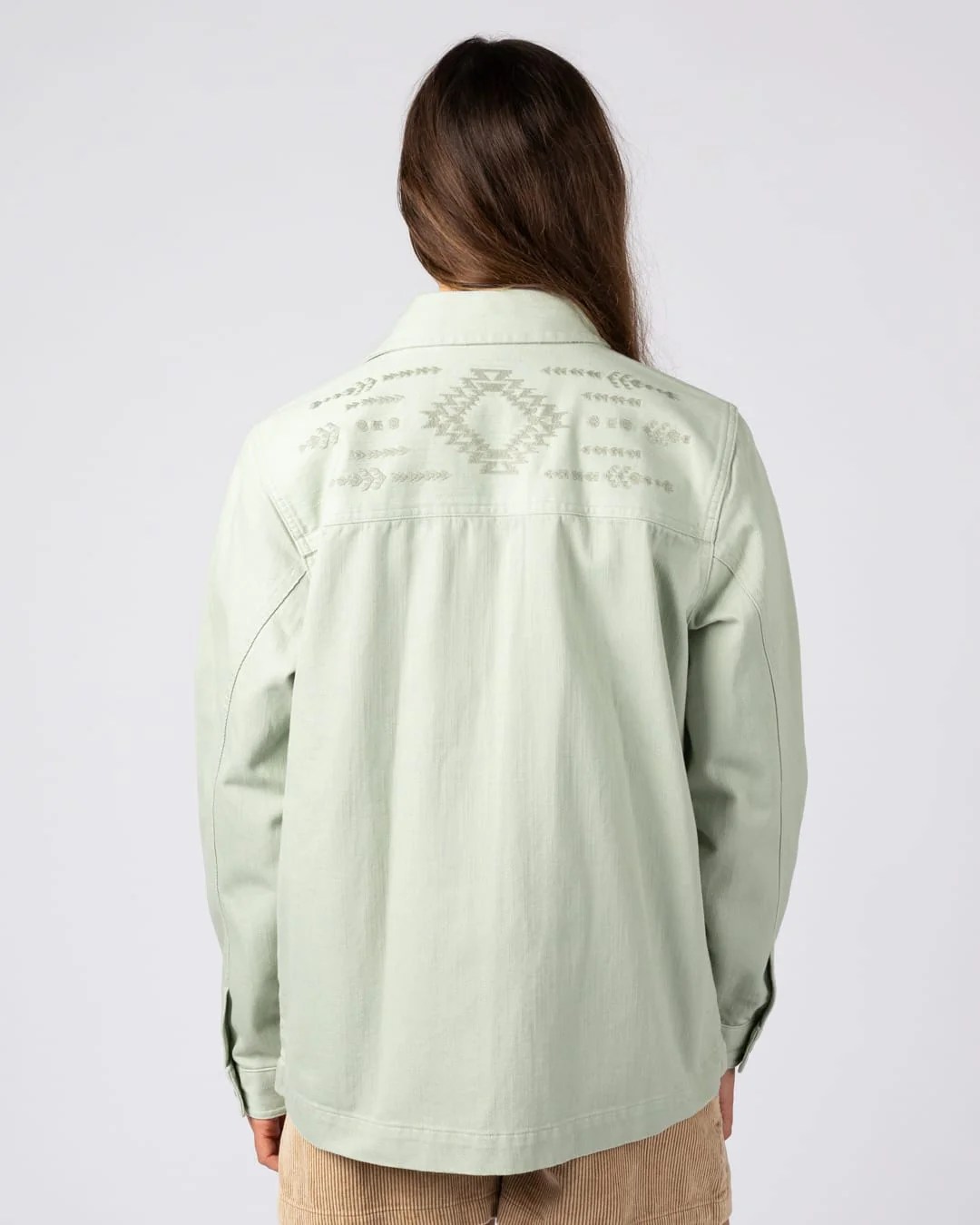 Braelyn Womens Twill Casual Jacket in Light Green