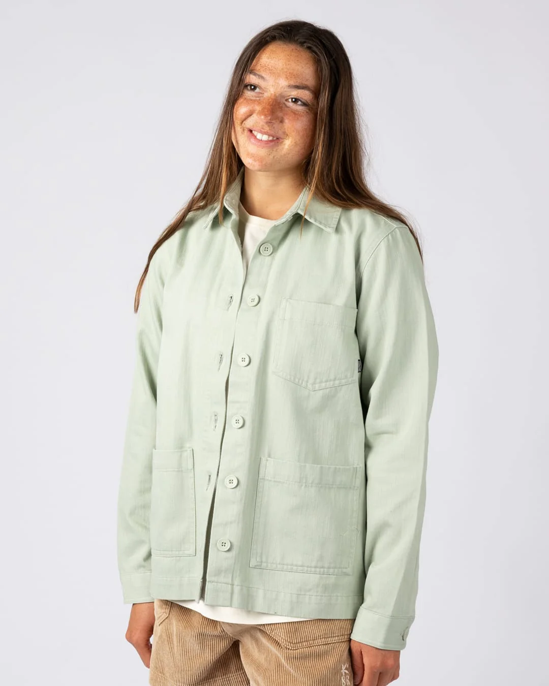 Braelyn Womens Twill Casual Jacket in Light Green - Image 2