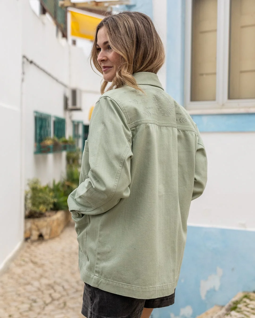 Braelyn Womens Twill Casual Jacket in Light Green - Image 5