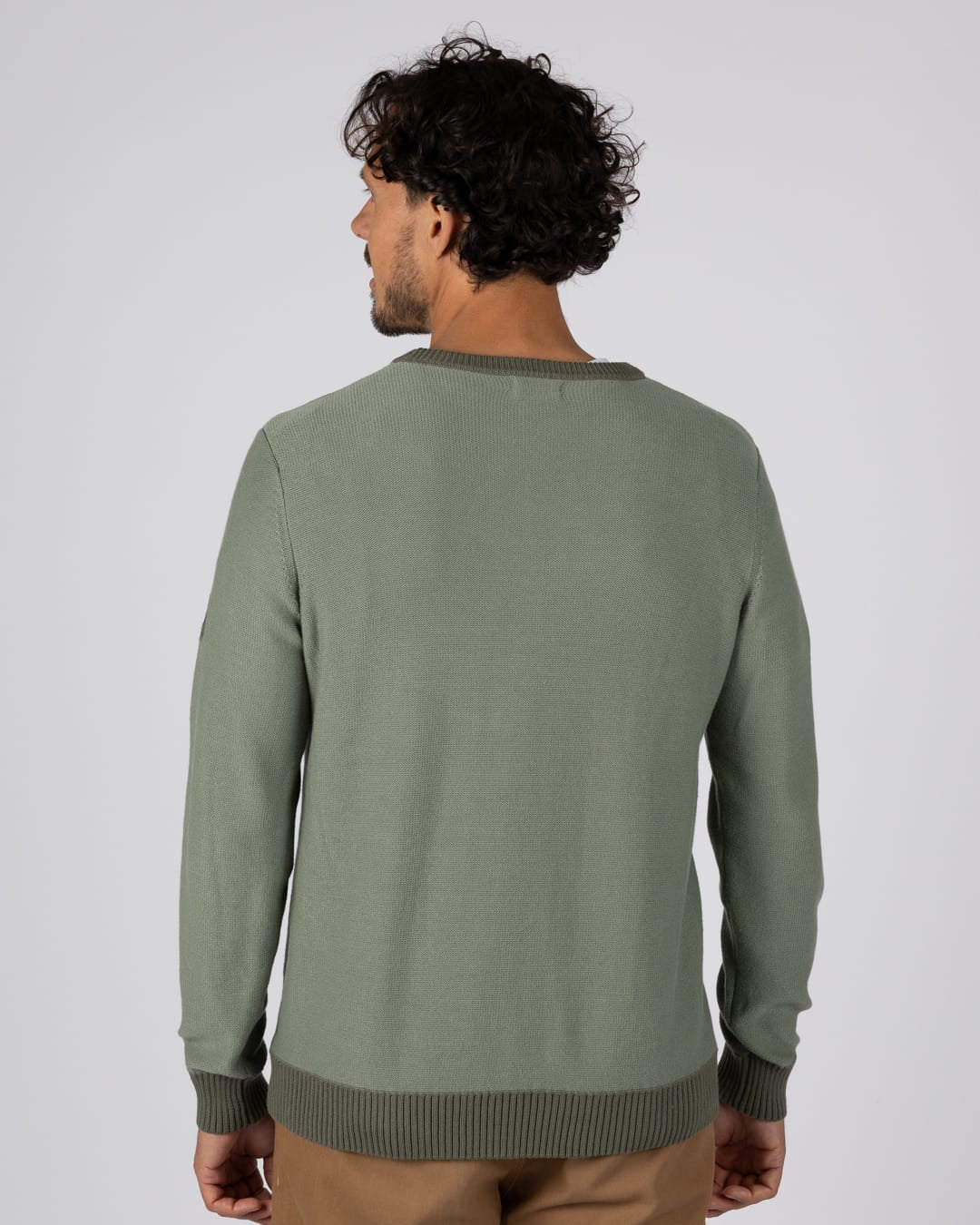Callum Mens Knitted Jumper in Green - Image 3