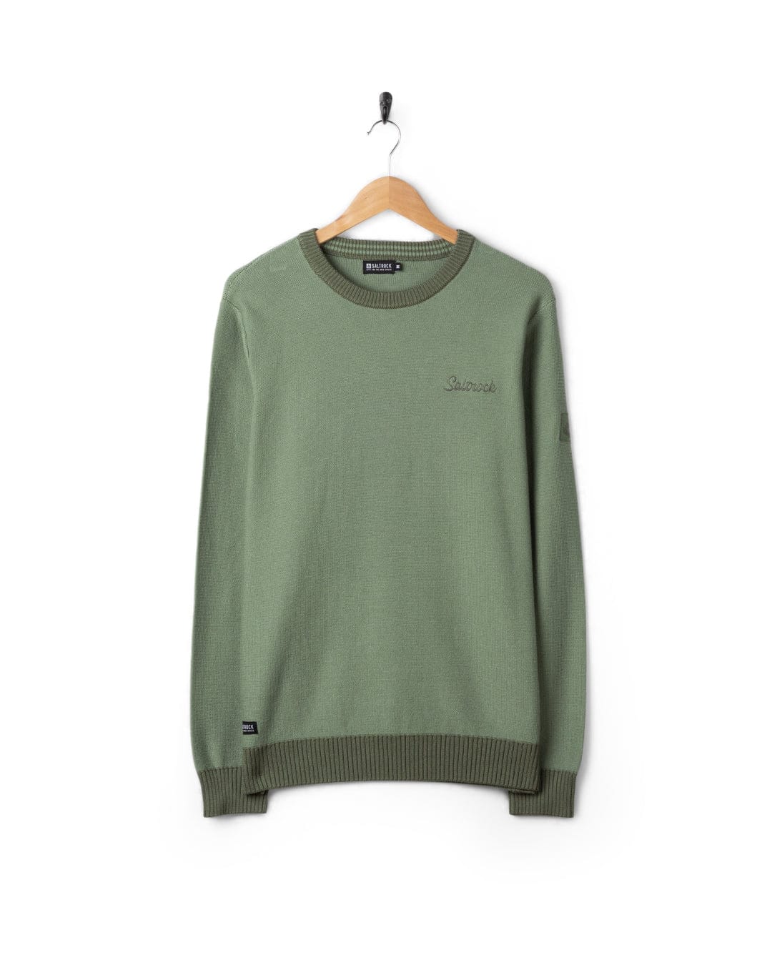 Callum Mens Knitted Jumper in Green - Image 9