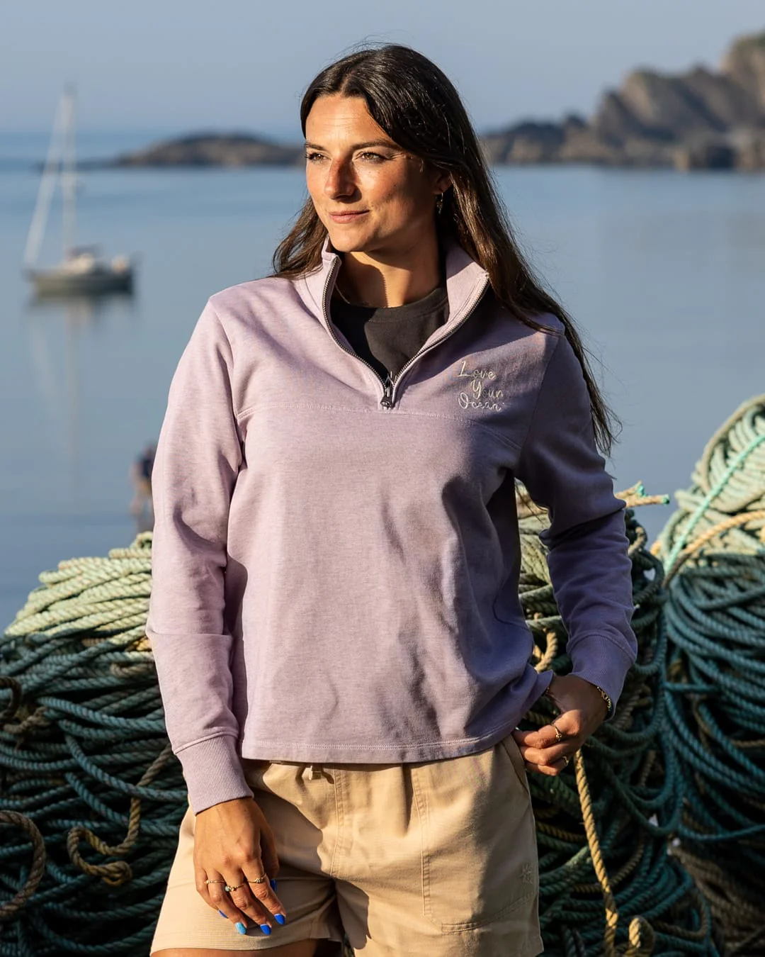Carissa Womens Sweatshirt in Purple
