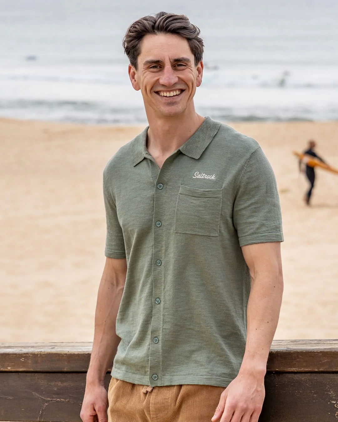 Caspian Mens Short Sleeve Shirt in Light Green