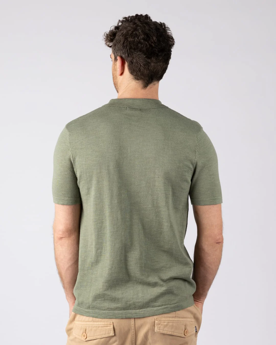 Caspian Mens Short Sleeve Shirt in Light Green - Image 3