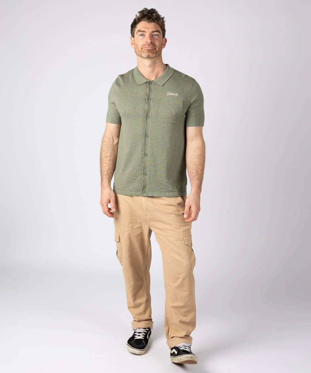 Caspian Mens Short Sleeve Shirt in Light Green - Image 5