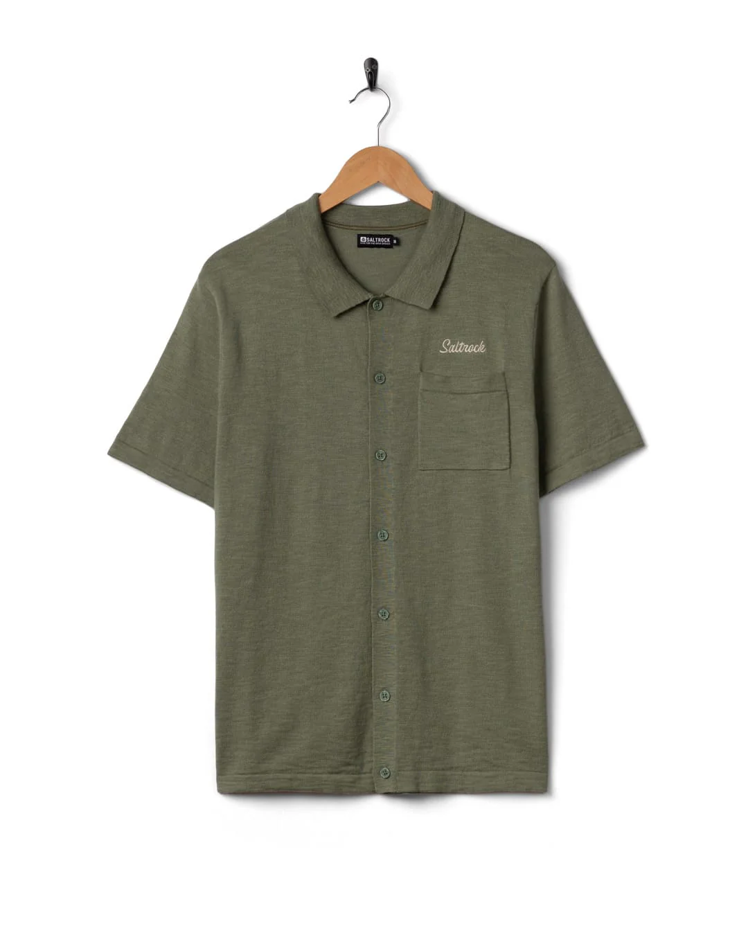 Caspian Mens Short Sleeve Shirt in Light Green - Image 6