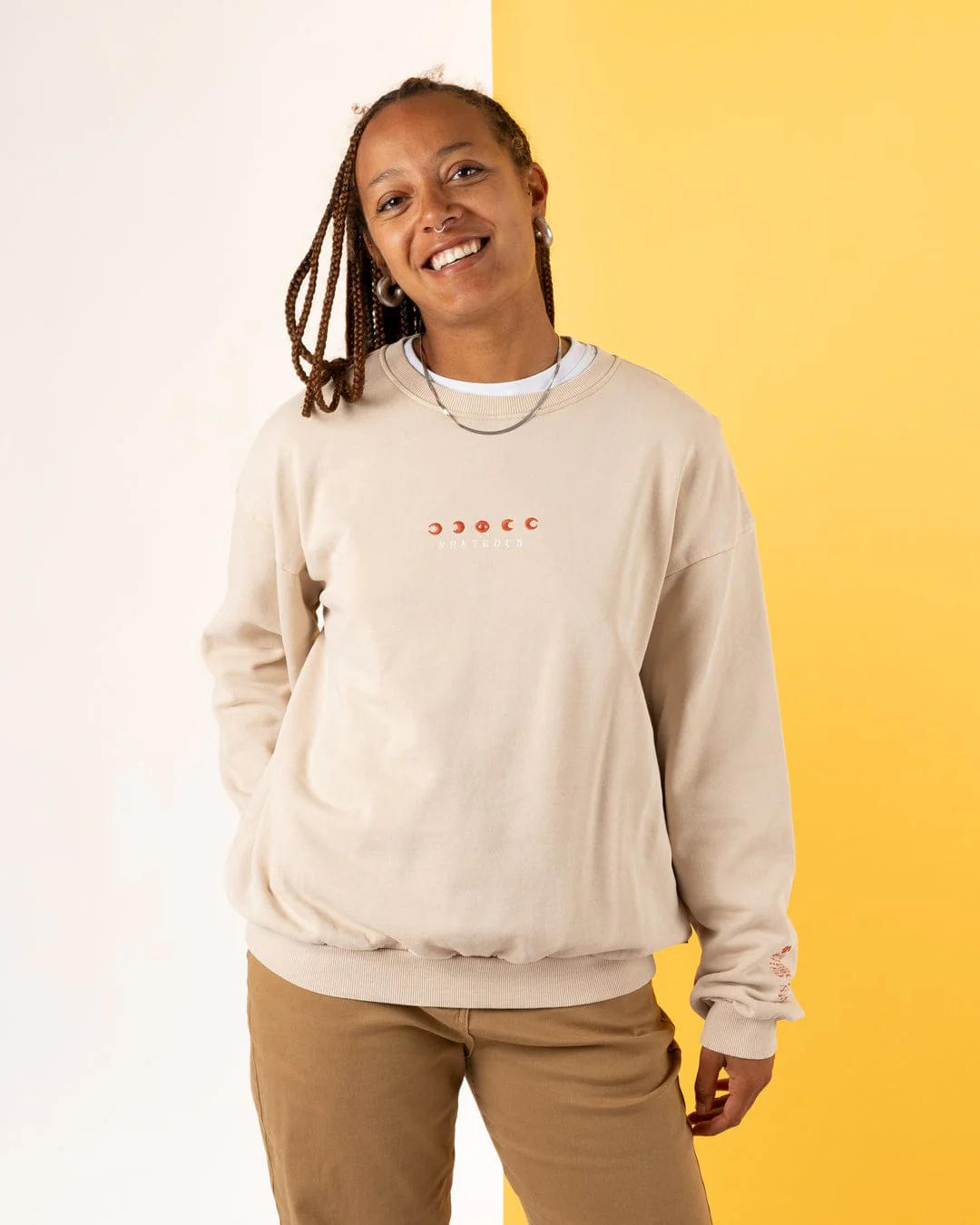 Charmer Womens Oversized Sweat Shirt in Light Brown - Image 2