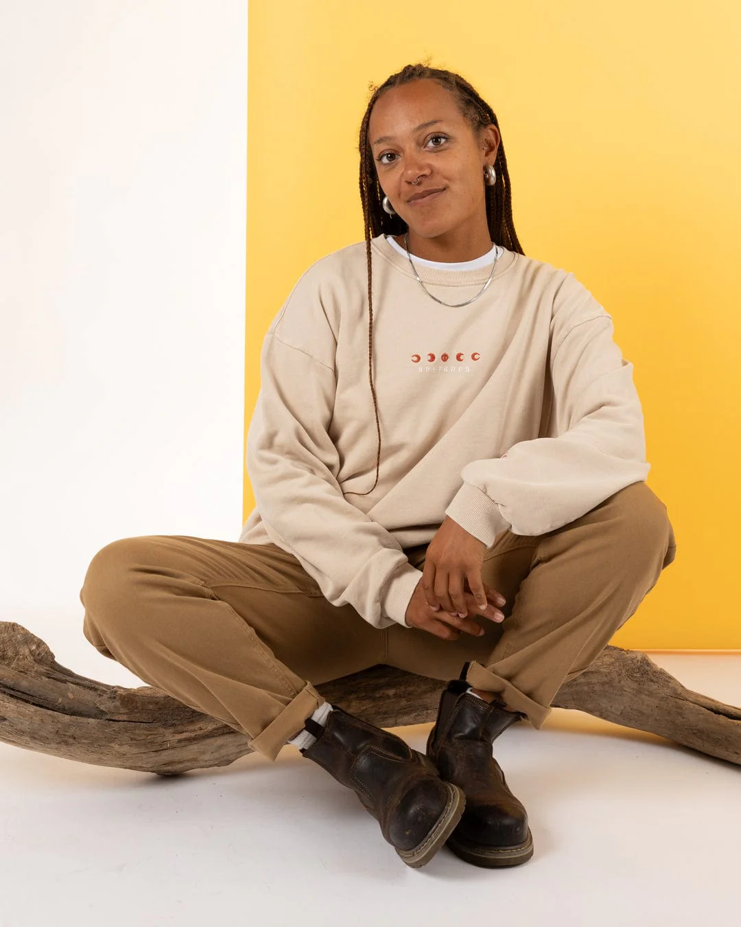 Charmer Womens Oversized Sweat Shirt in Light Brown - Image 8