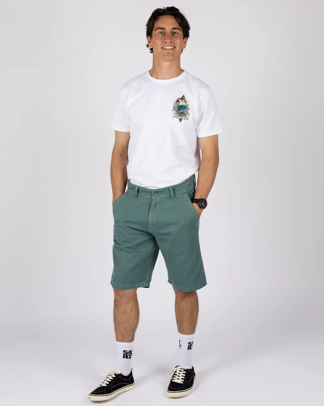 Conan Mens Chino Short in Dark Green - Image 2