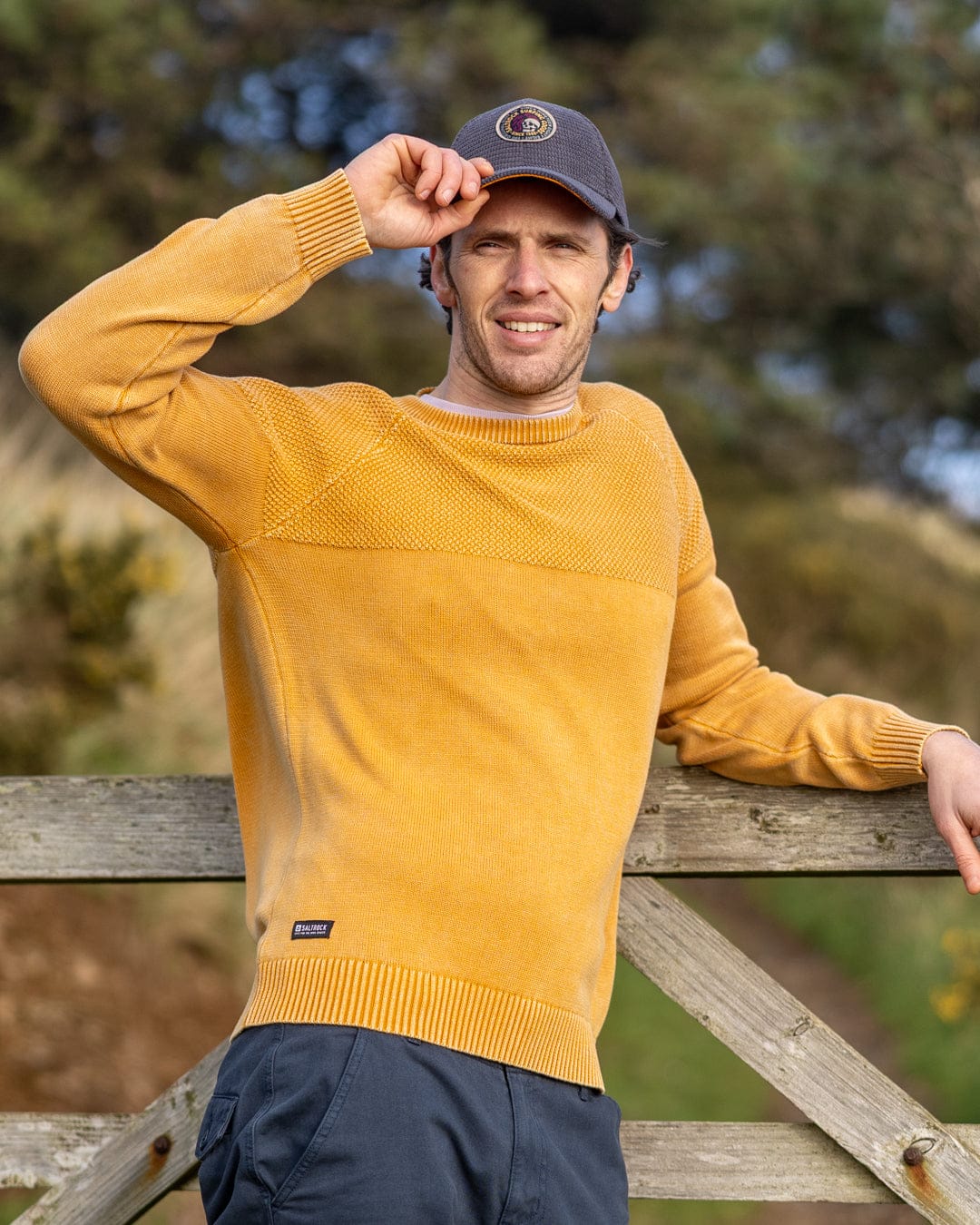 Coombe Mens Knitted Jumper in Yellow - Image 2