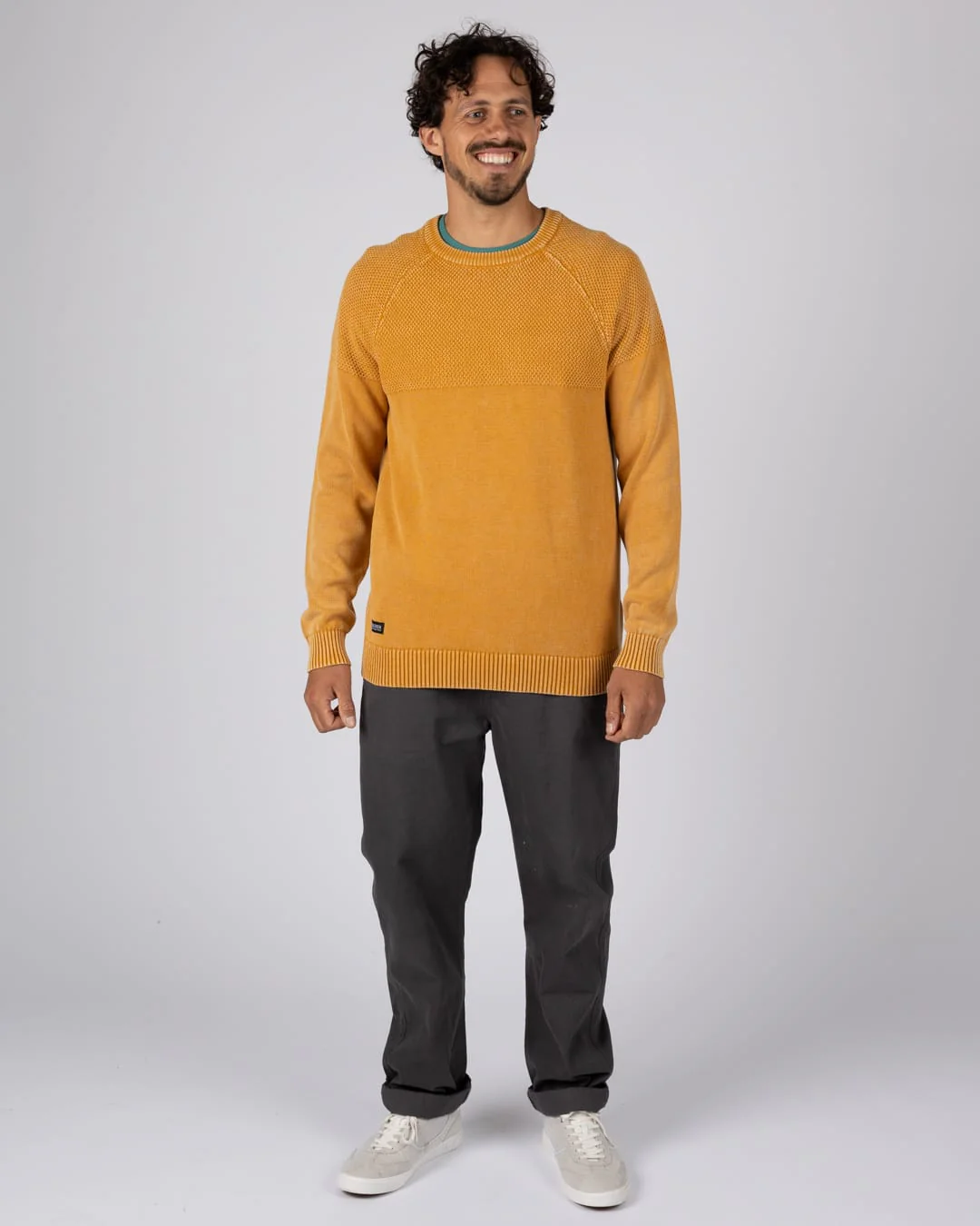 Coombe Mens Knitted Jumper in Yellow - Image 3