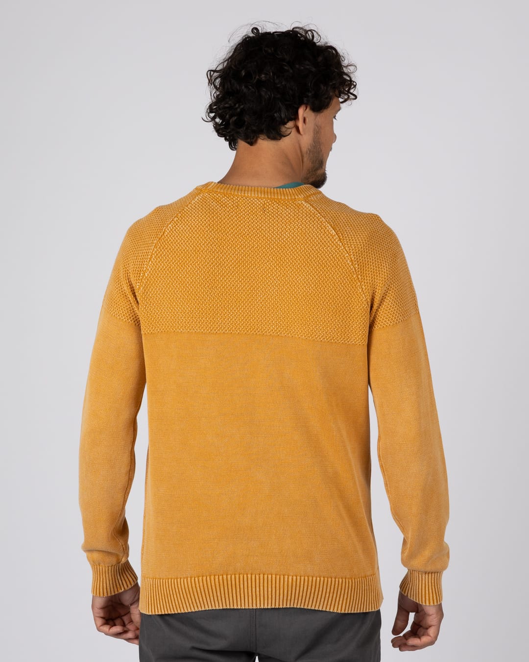 Coombe Mens Knitted Jumper in Yellow - Image 4