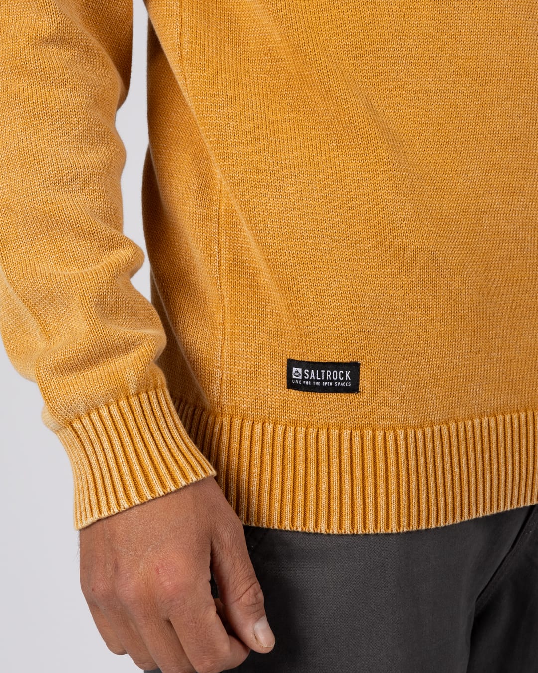 Coombe Mens Knitted Jumper in Yellow - Image 5
