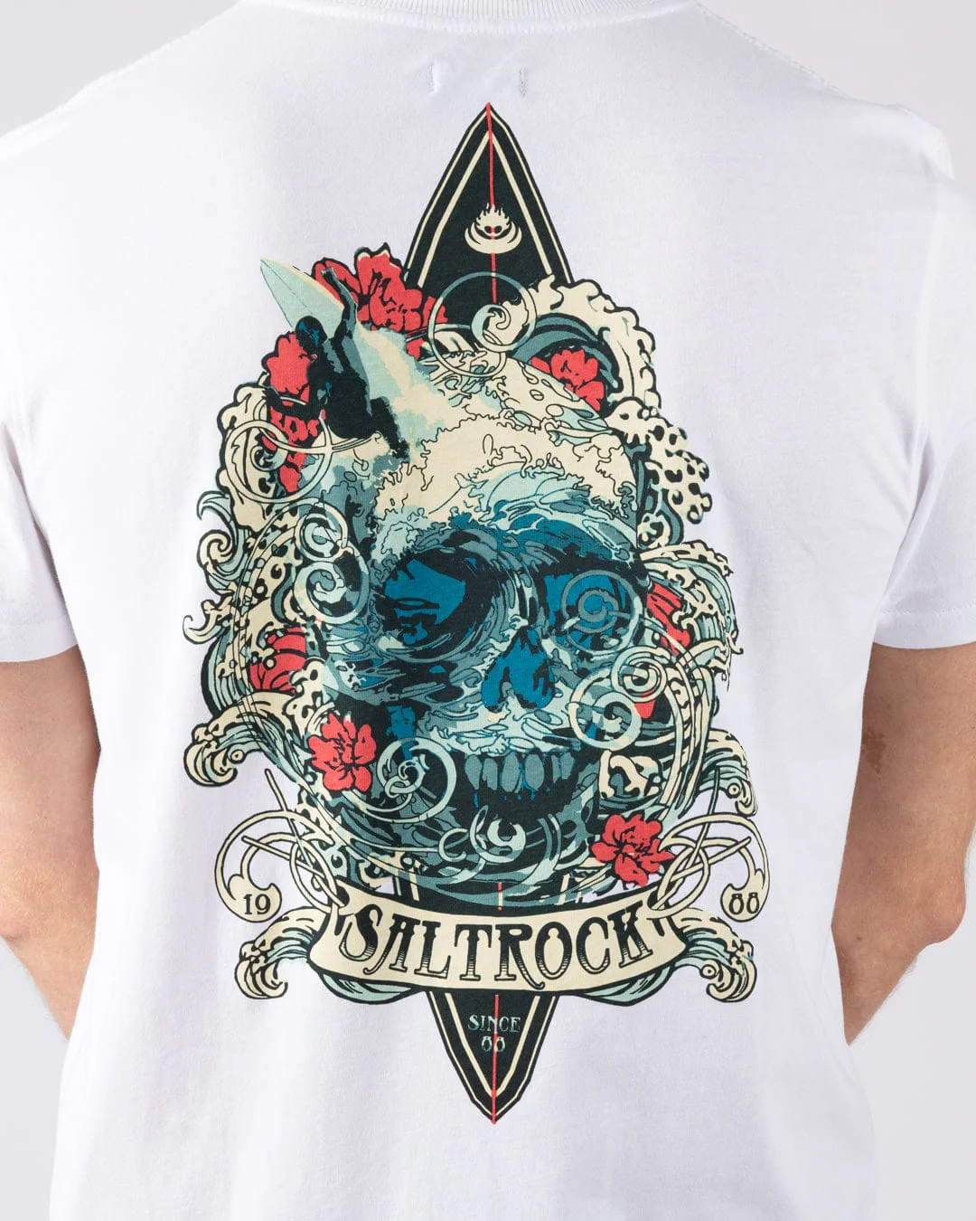 Dark Water Colour Mens Short Sleeve T-shirt in White - Image 3