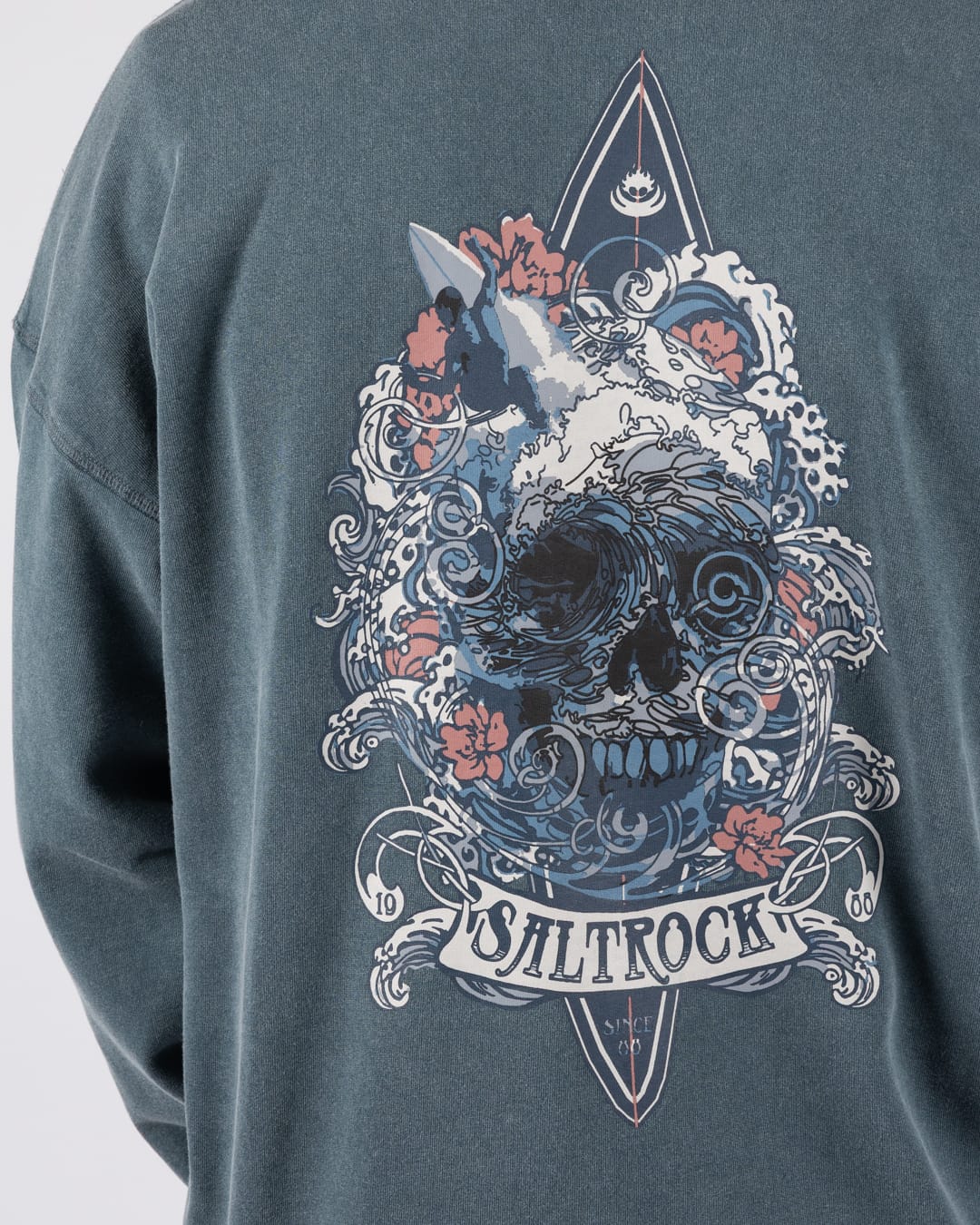 Dark Water Mens Oversized Sweatshirt Top in Blue - Image 3