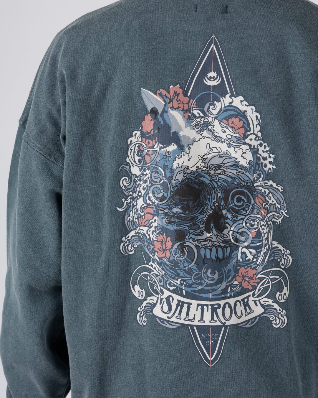 Dark Water Mens Oversized Sweatshirt Top in Blue - Image 5