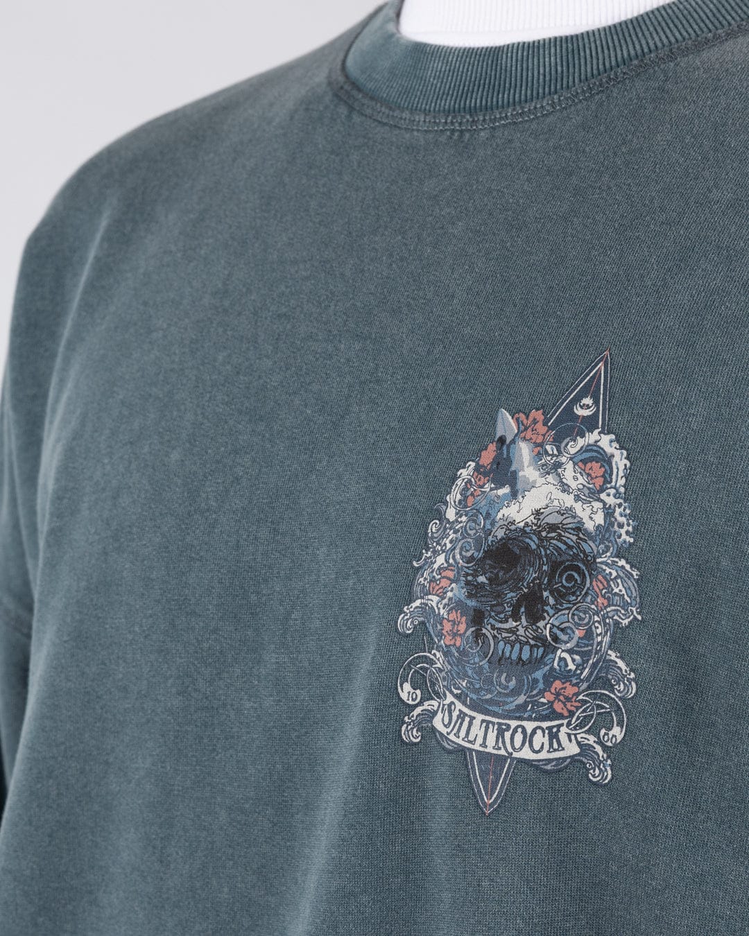 Dark Water Mens Oversized Sweatshirt Top in Blue - Image 7