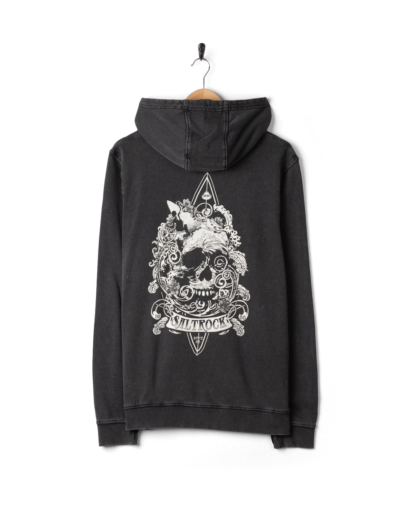 Dark Waters Mens Pop Hoodie in Dark Grey - Image 4
