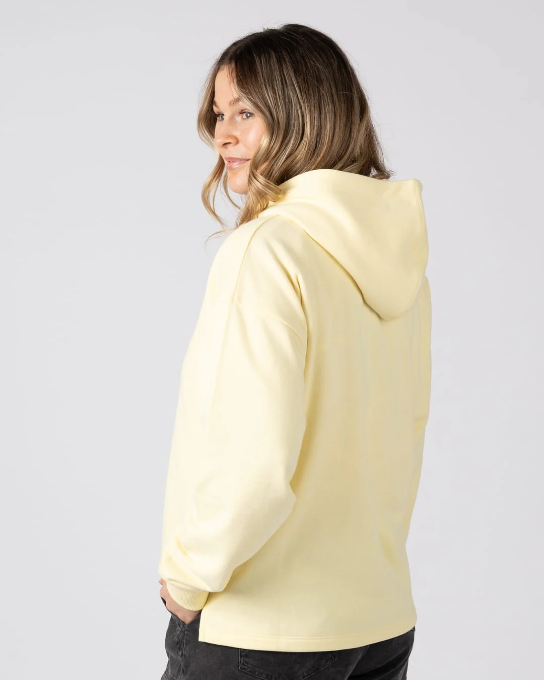 Delilah Womens Pop Hoodie in Light Yellow - Image 5