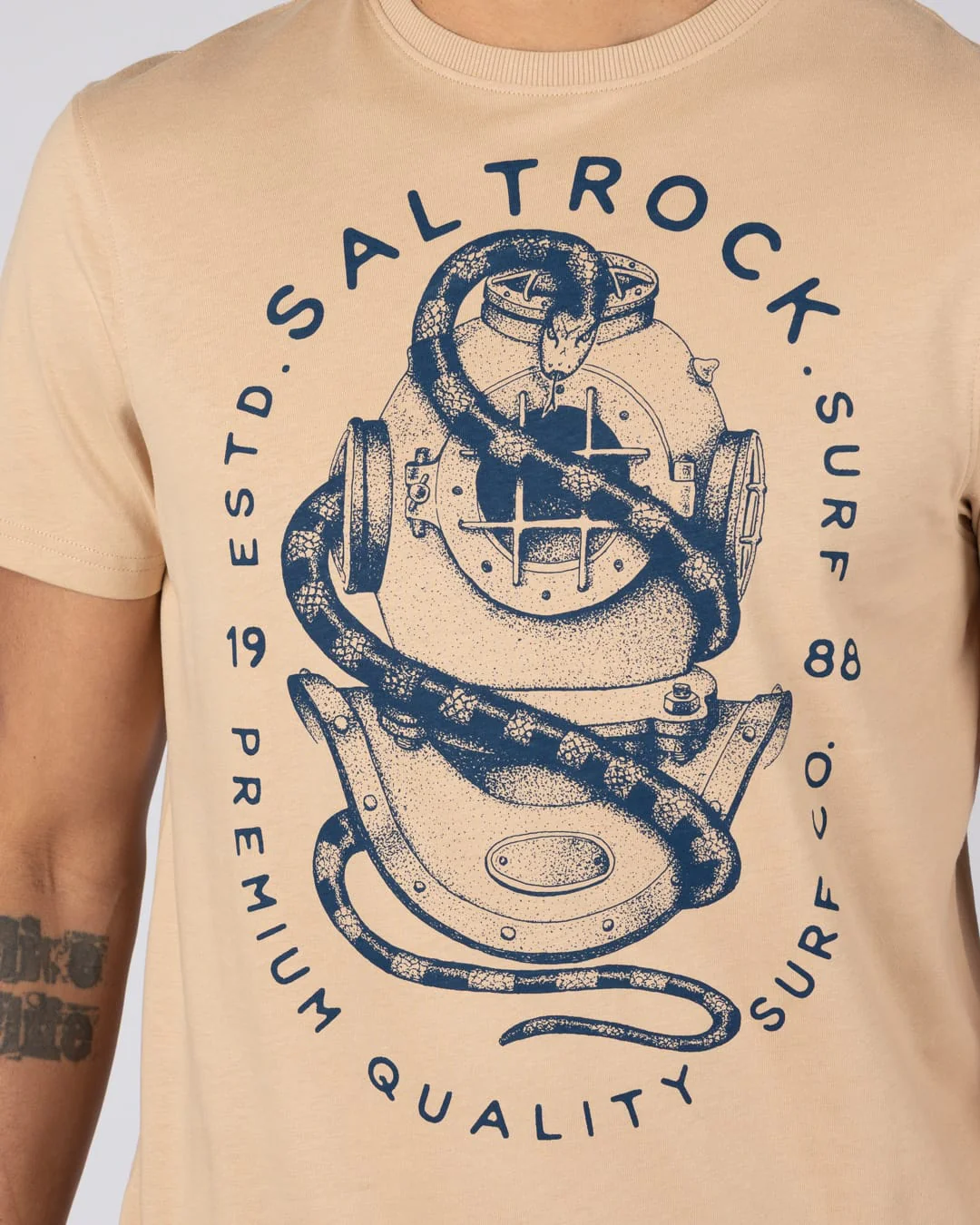 Dive Mens Short Sleeve Tee in Beige - Image 2
