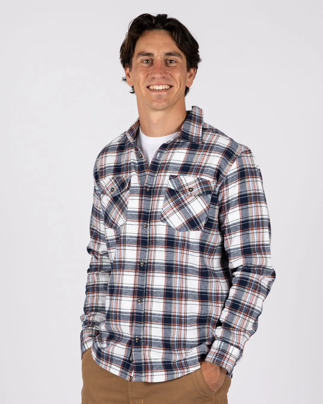 Finni Check Mens Shirt in Dark Blue
