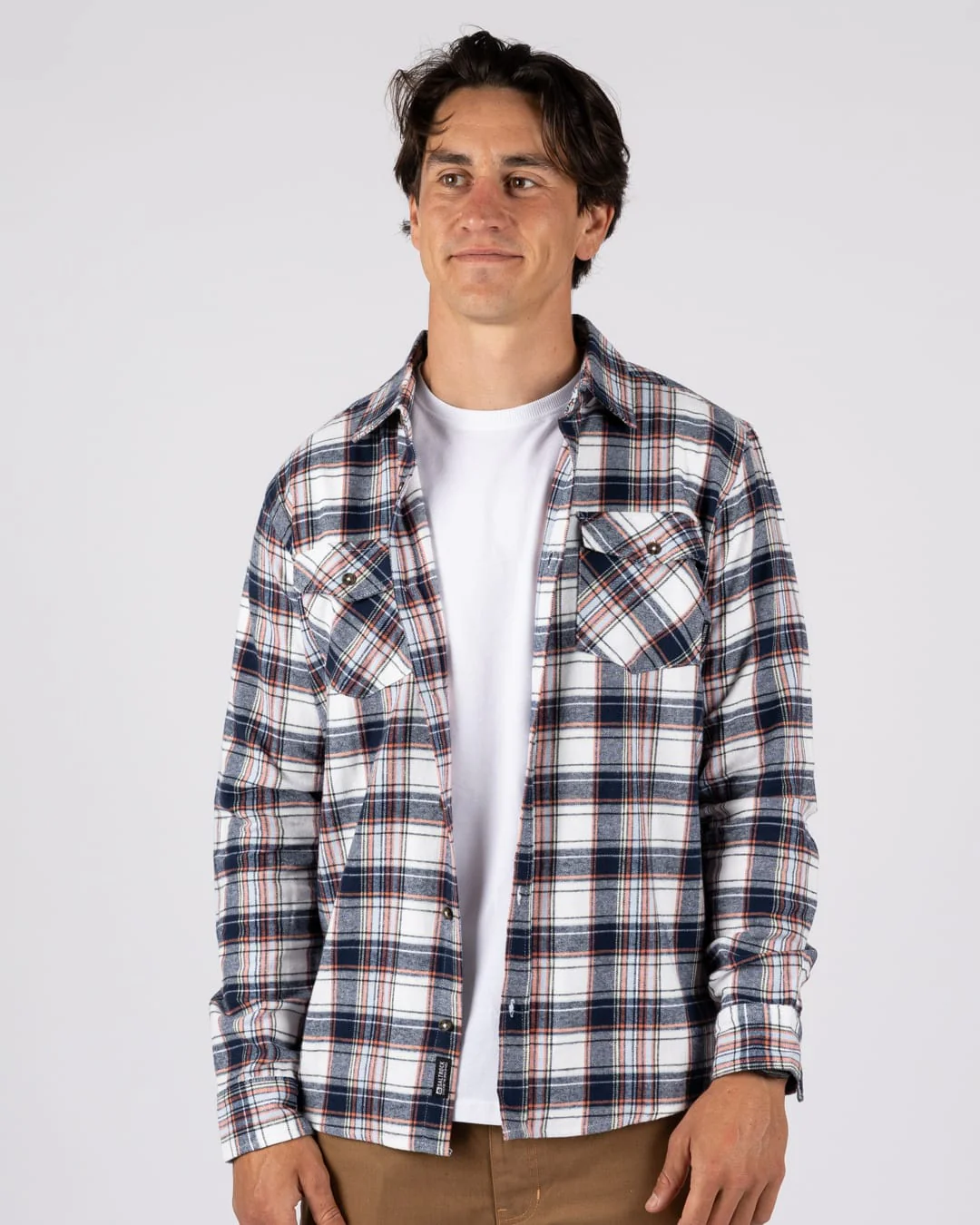 Finni Check Mens Shirt in Dark Blue - Image 4