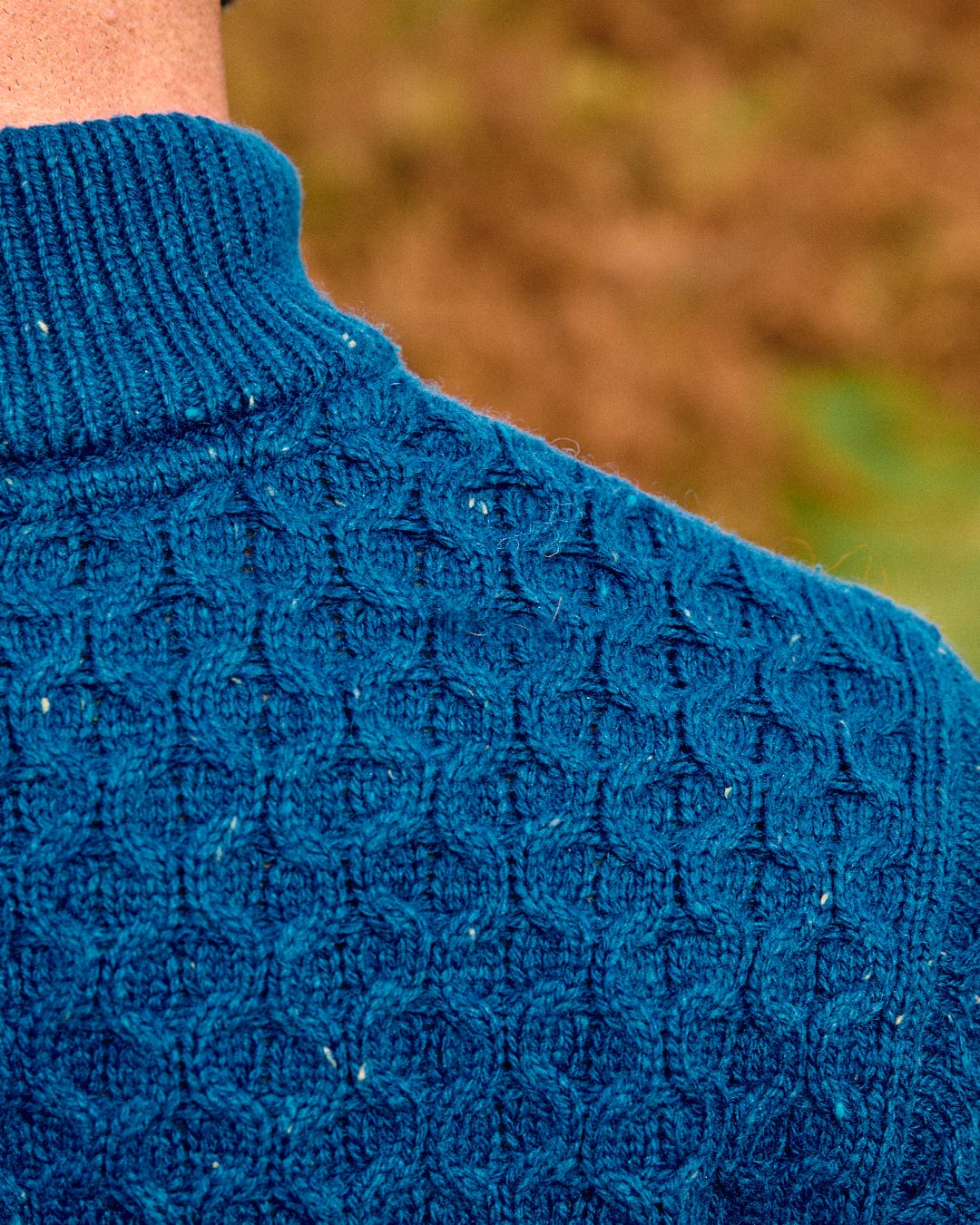 Flint Mens 1/4 Neck Zip Knit in Blue - Image 5