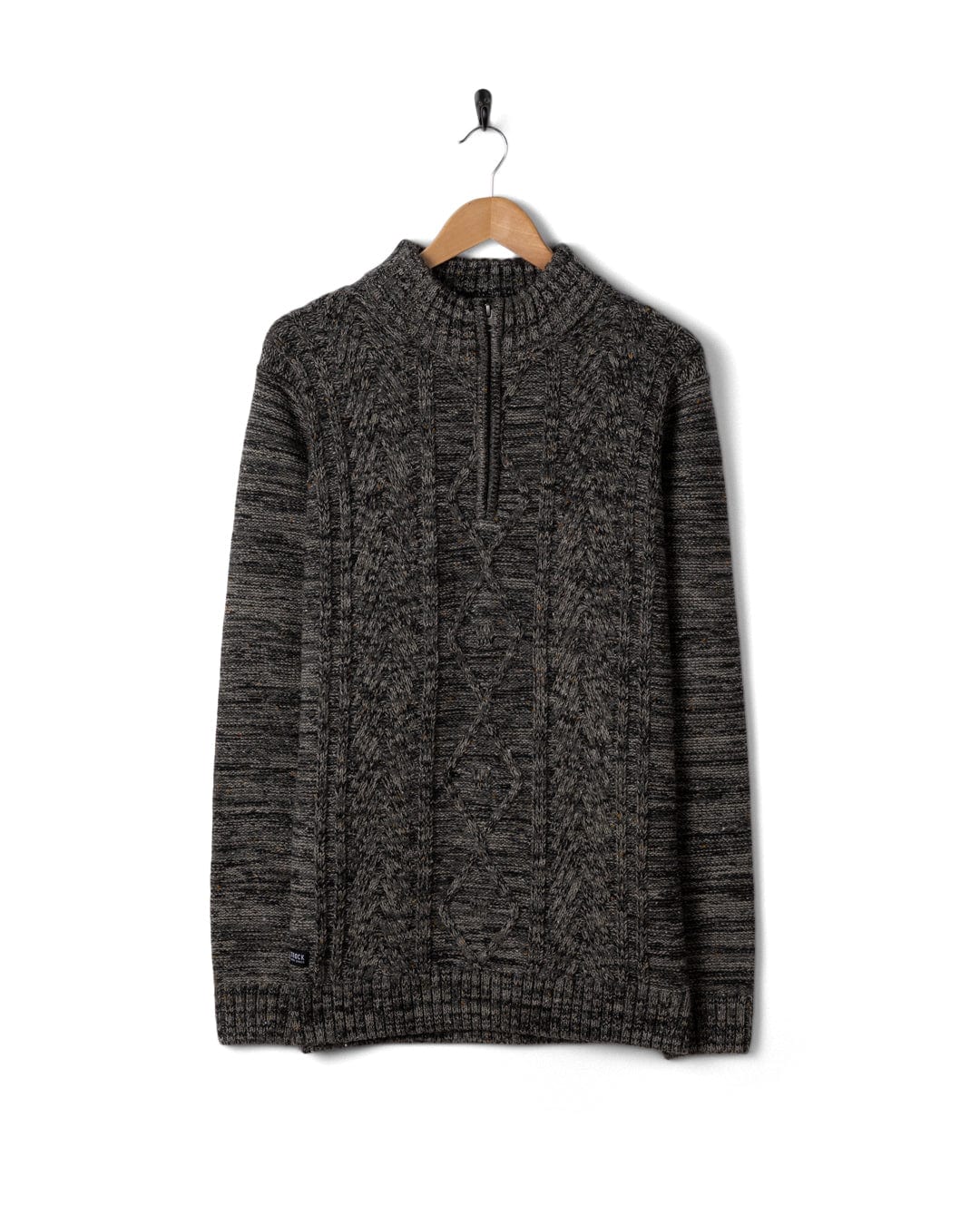 Flint 2 Mens 1/4 Neck Zip Knit in Dark Grey - Image 3