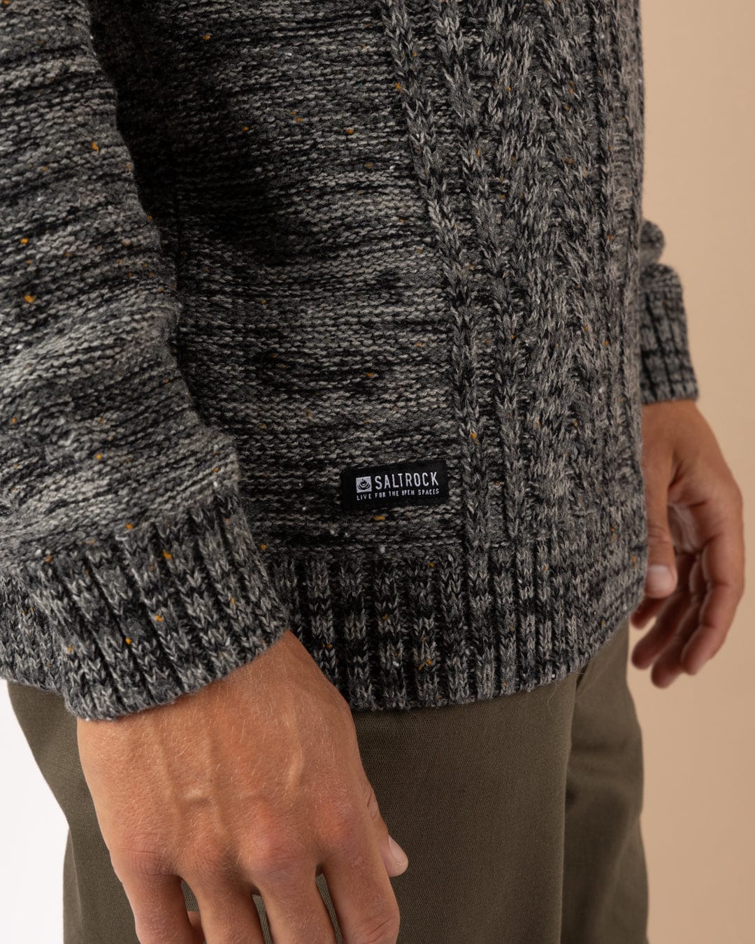 Flint 2 Mens 1/4 Neck Zip Knit in Dark Grey - Image 5