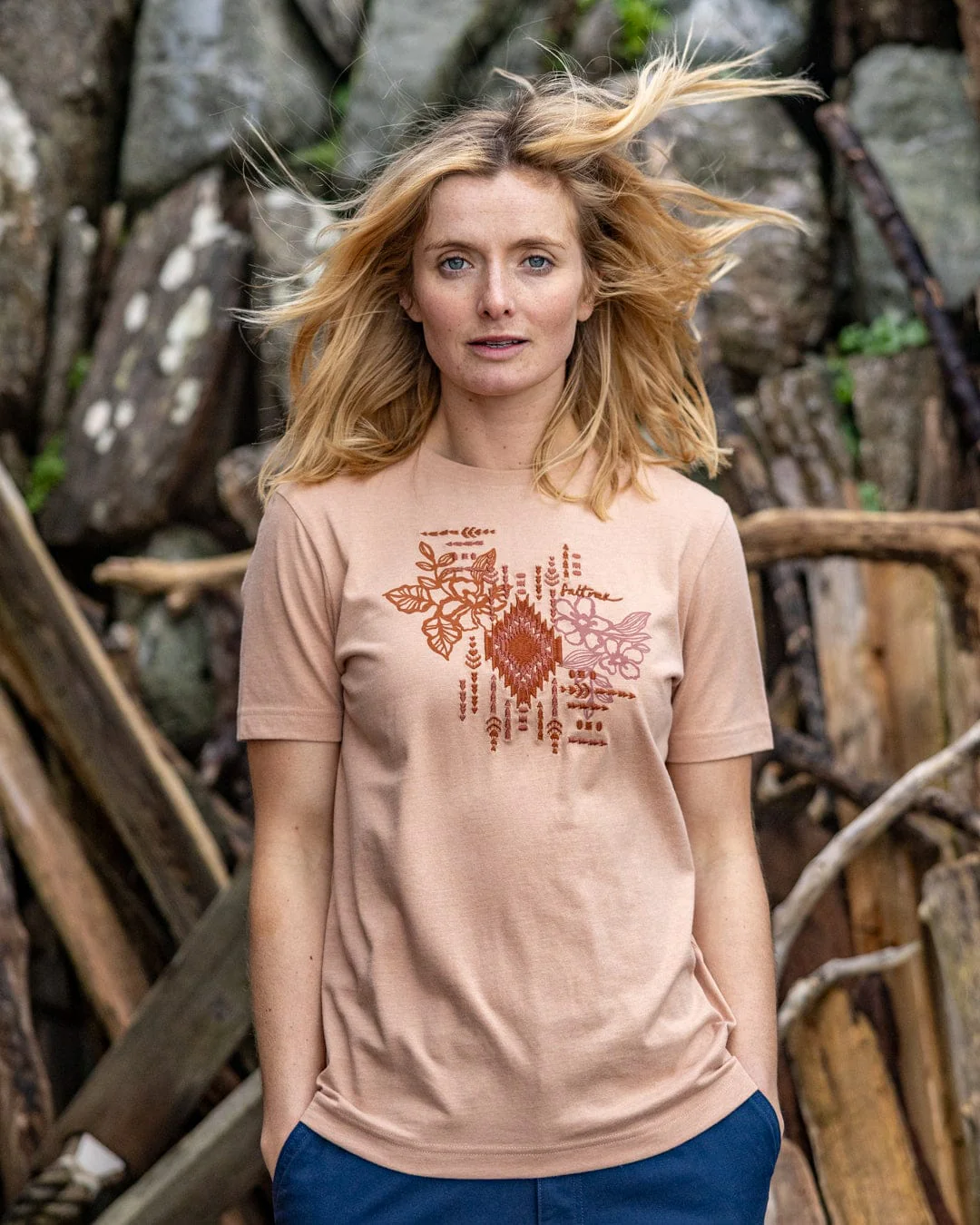 Flow Womens Short Sleeve T-Shirt in Orange - Image 4