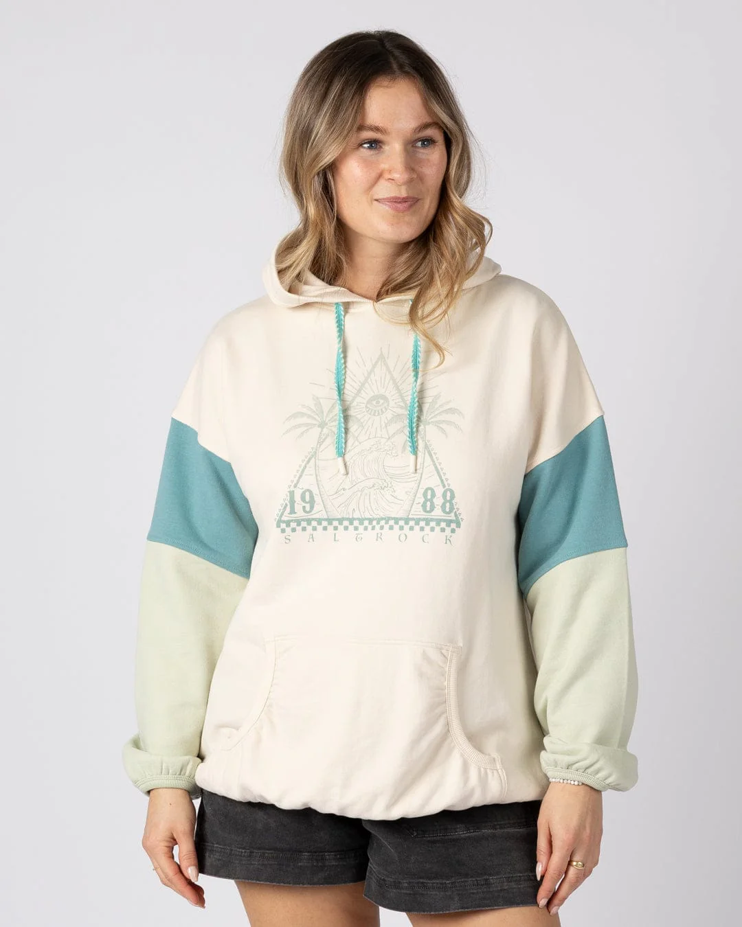 Free Wave  Womens Oversized Pop Hoodie in Cream
