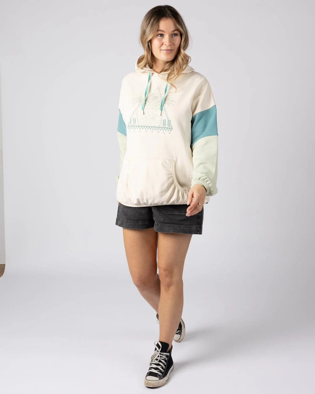 Free Wave  Womens Oversized Pop Hoodie in Cream - Image 6